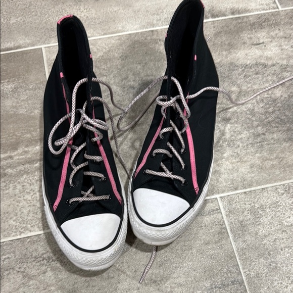 Converse Shoes - Black and Pink High-Top Converse Sneakers size 9.5